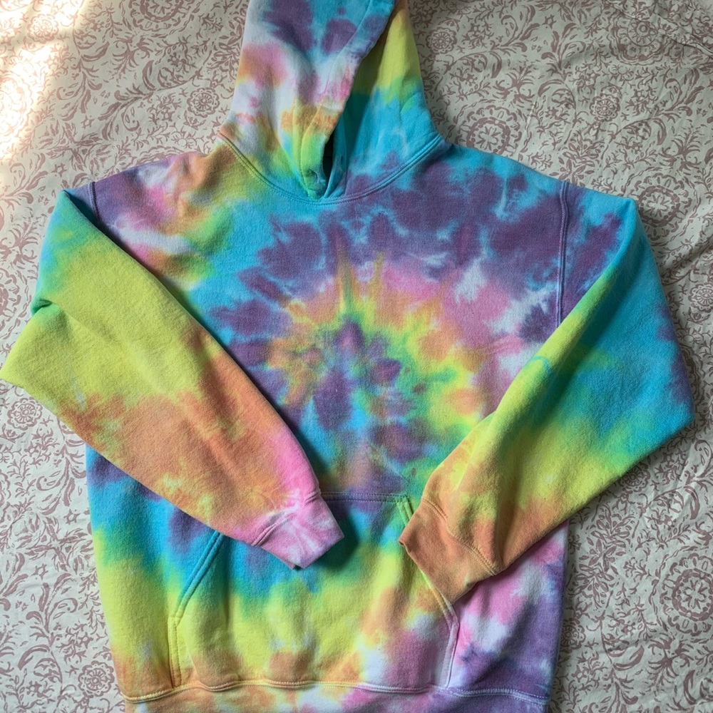 Tye dye rainbow cotton hoodie